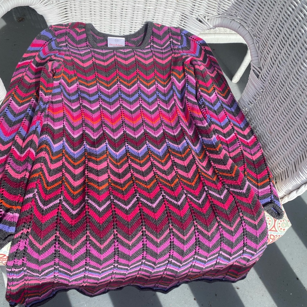Girls Hanna Andersson sweater dress, lined. Chevron print, colorful and sweet.